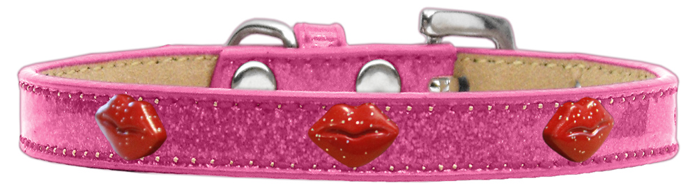 Red Glitter Lips Widget Dog Collar Pink Ice Cream Size 16